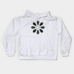 Radial Oak Leaves (Black) Kids Hoodie